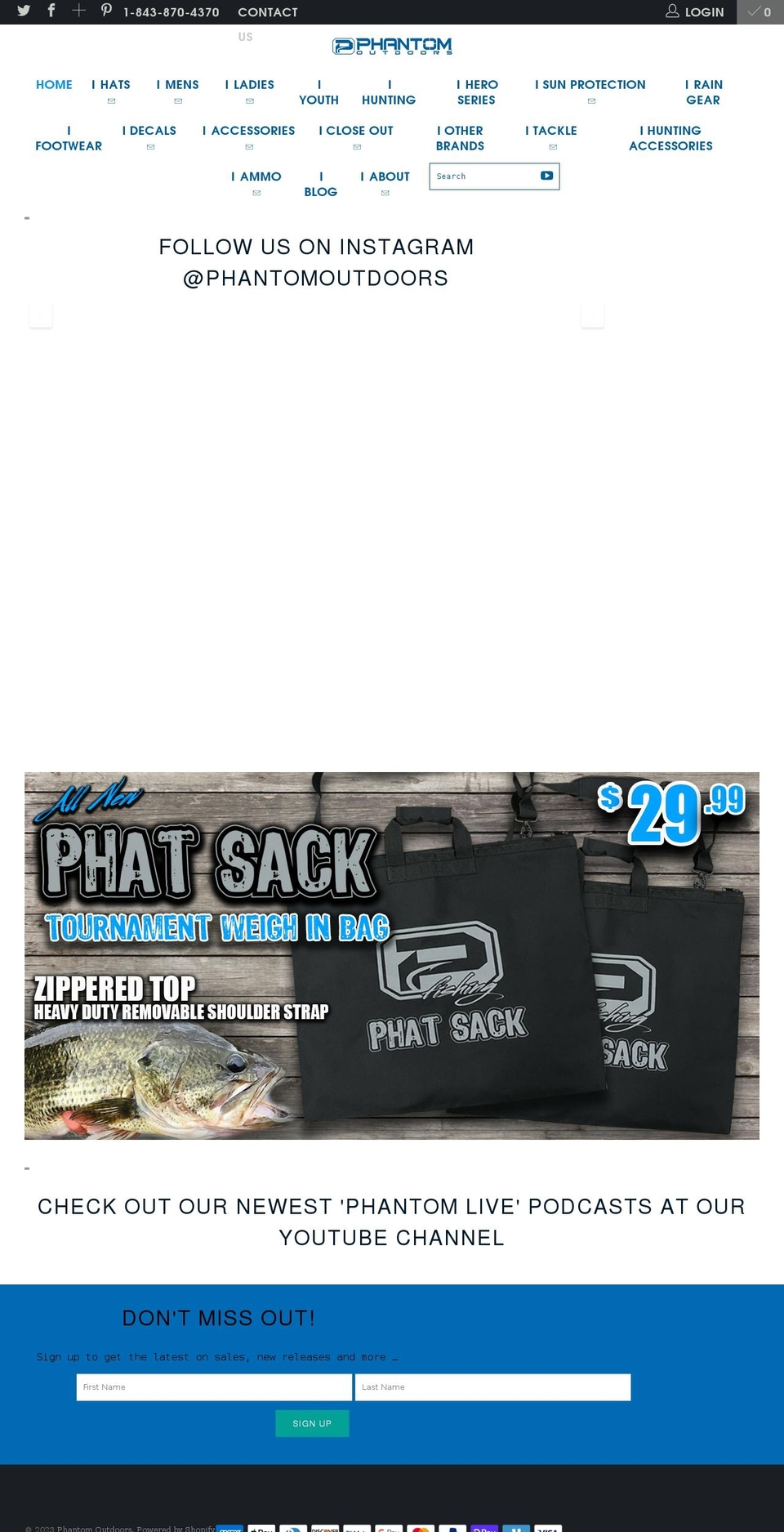 phantomoutdoors.com shopify website screenshot