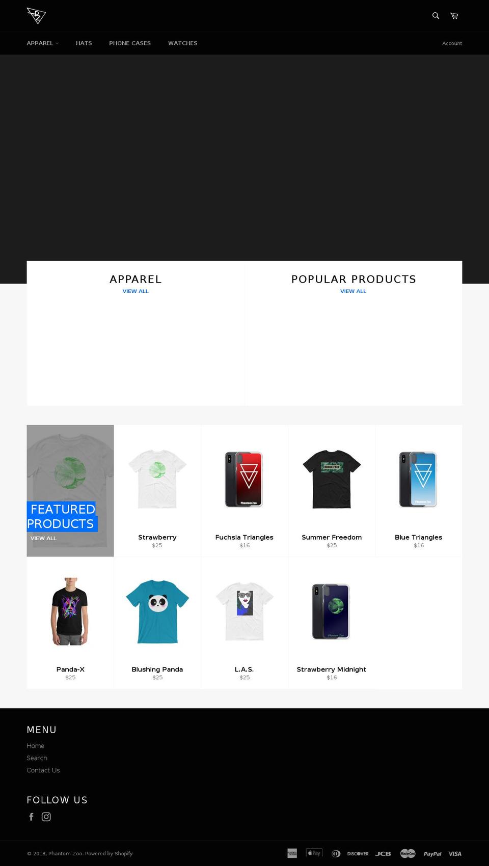 phantomzoo.com — Shopify storefront screenshot