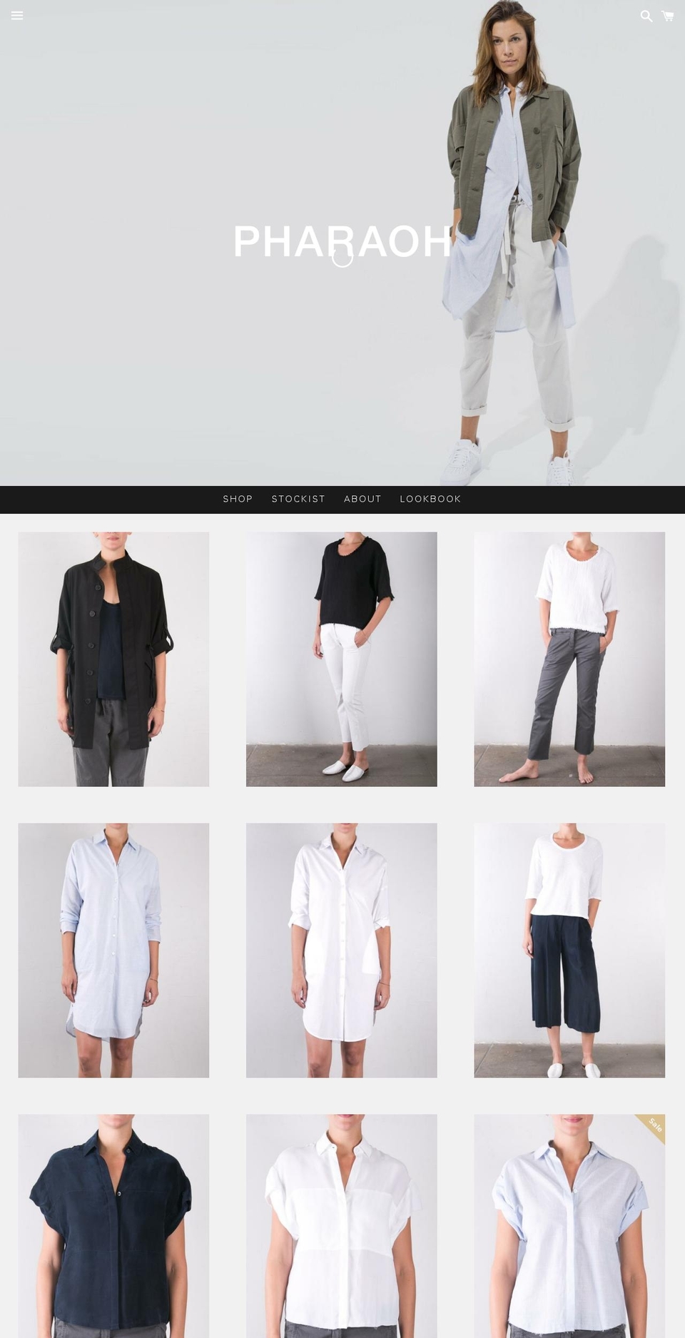 pharaohcollection.com shopify website screenshot