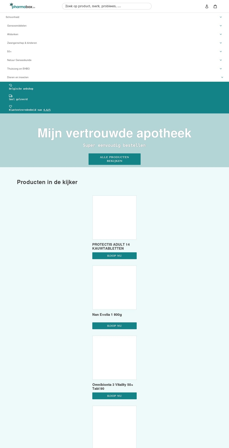 pharmabox.be shopify website screenshot