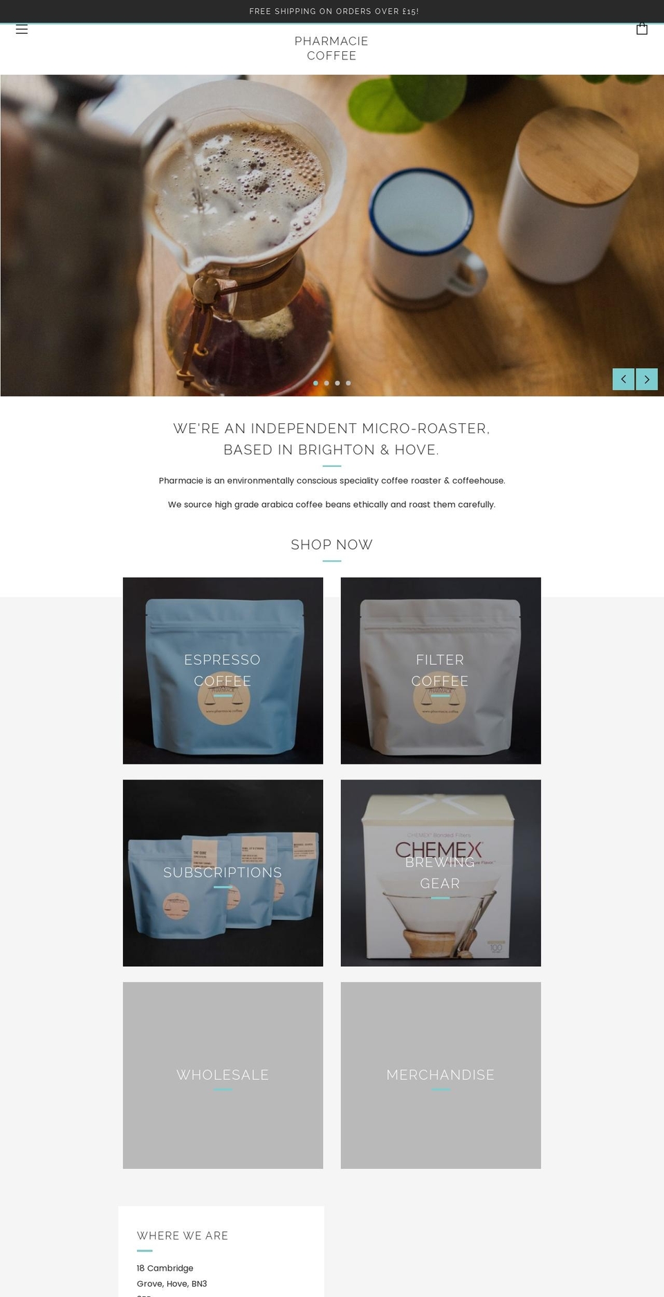 pharmacie.coffee shopify website screenshot