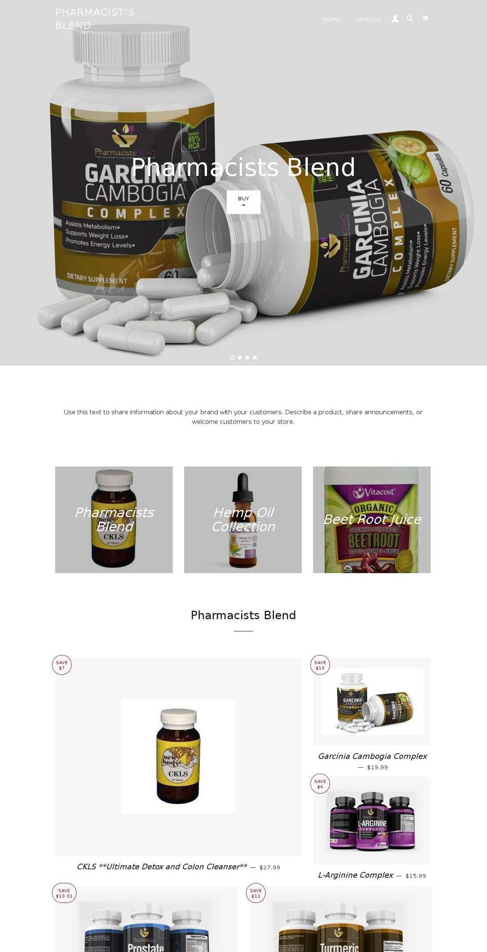pharmacistsblend.com shopify website screenshot
