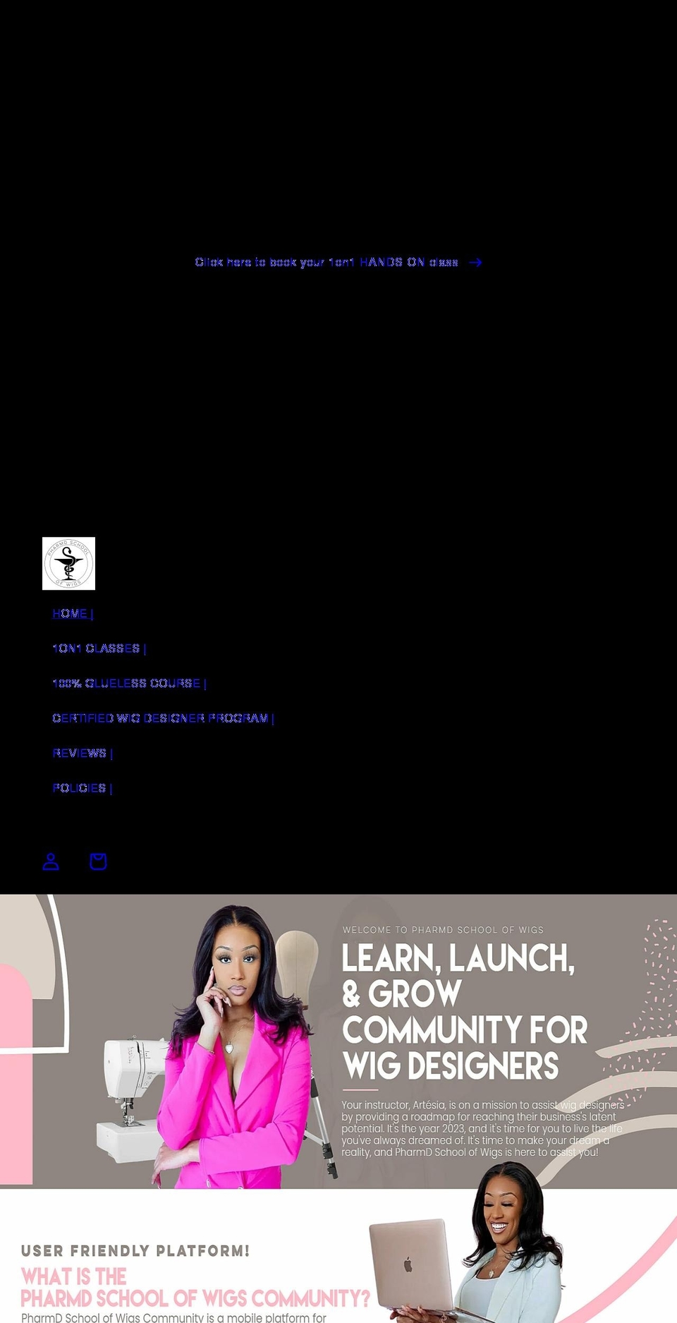 pharmdschoolofwigs.com shopify website screenshot