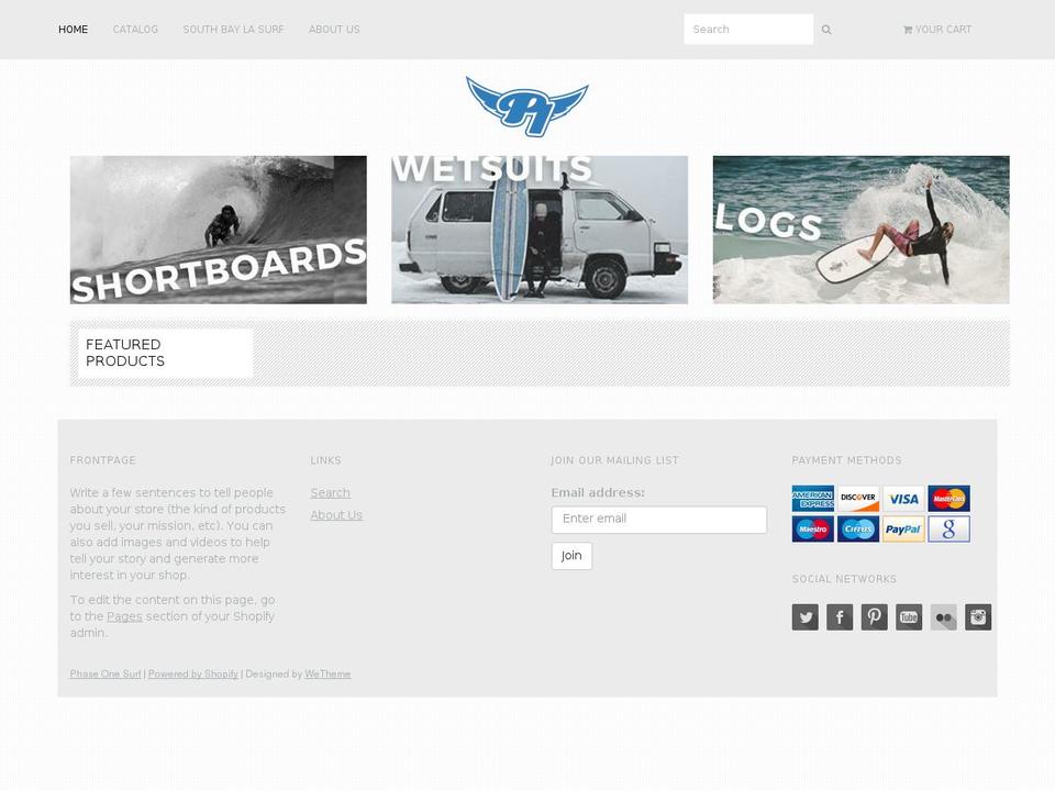phaseonesurf.com shopify website screenshot
