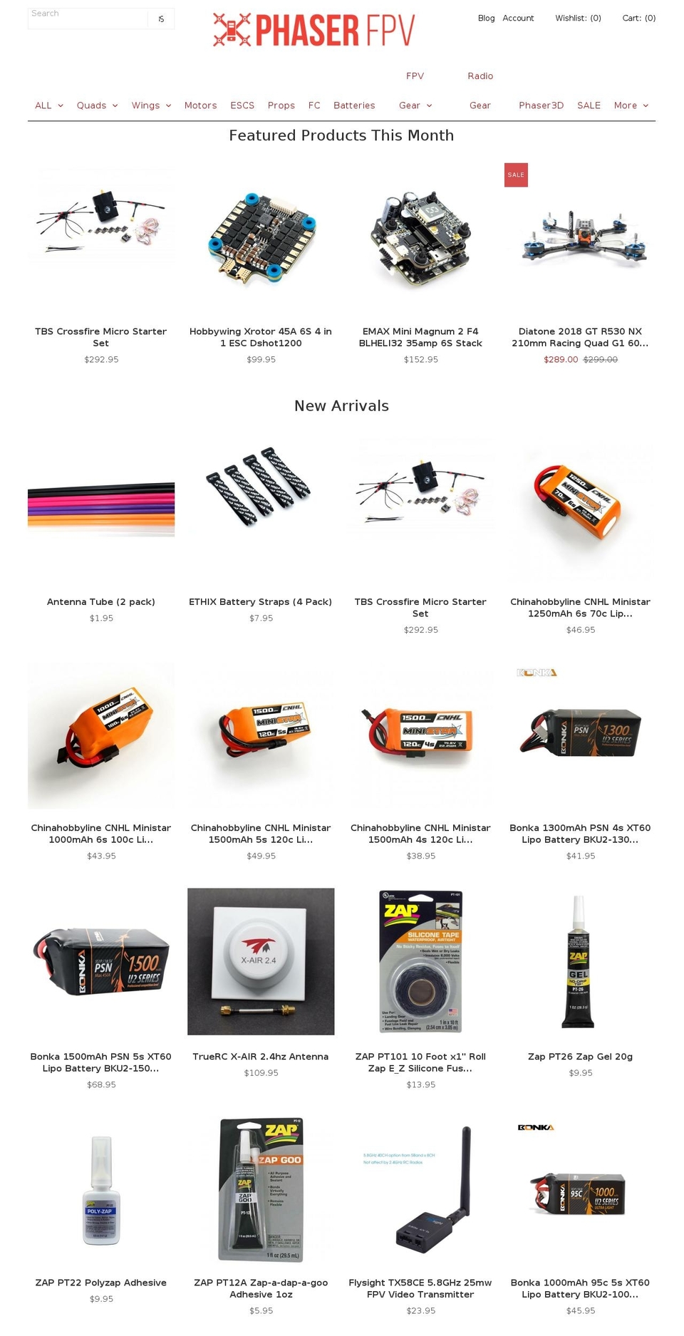 phaser-fpv.myshopify.com shopify website screenshot