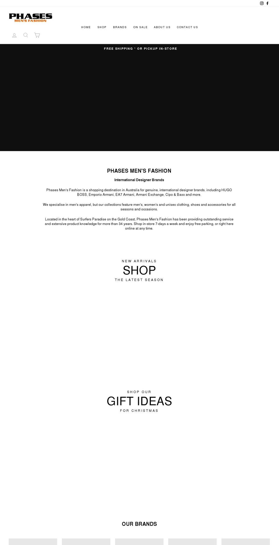 phasesmensfashion.com.au shopify website screenshot