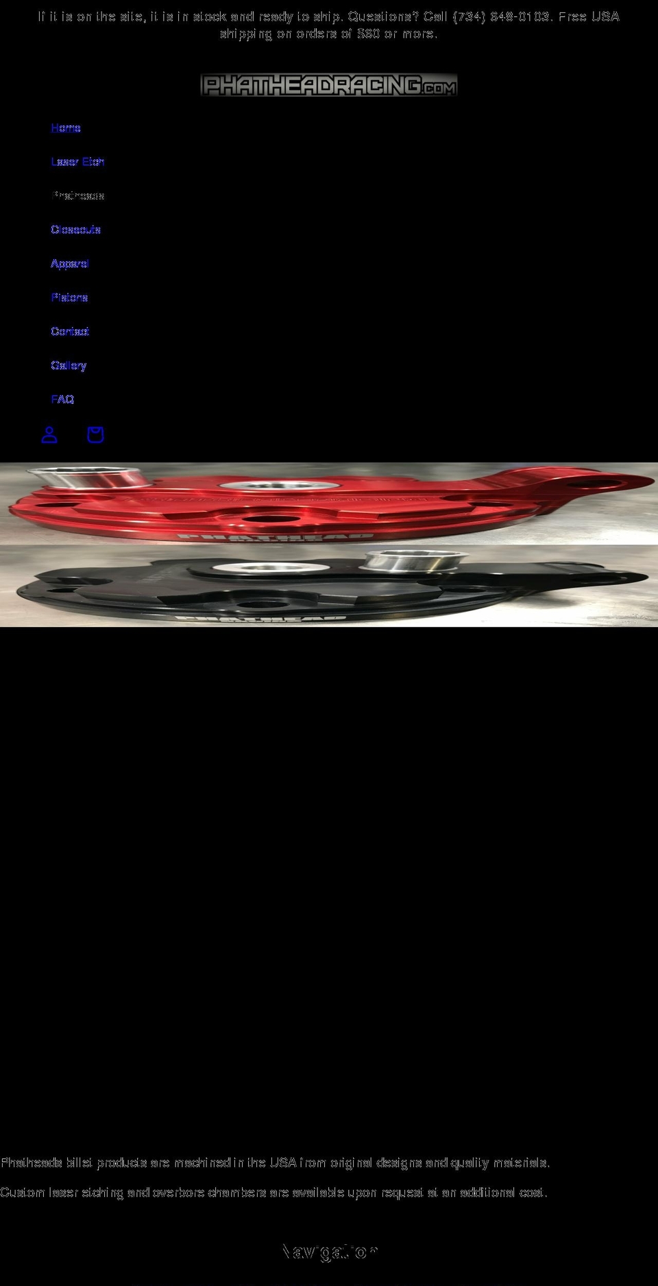 phatheadracing.com shopify website screenshot