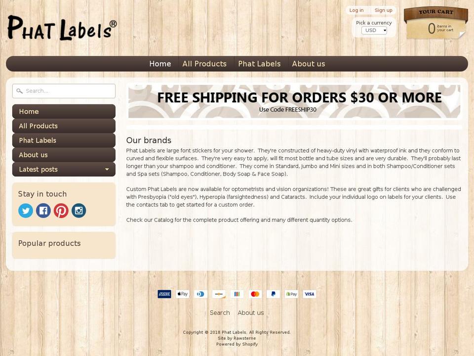 phatlabels.com — Shopify storefront screenshot