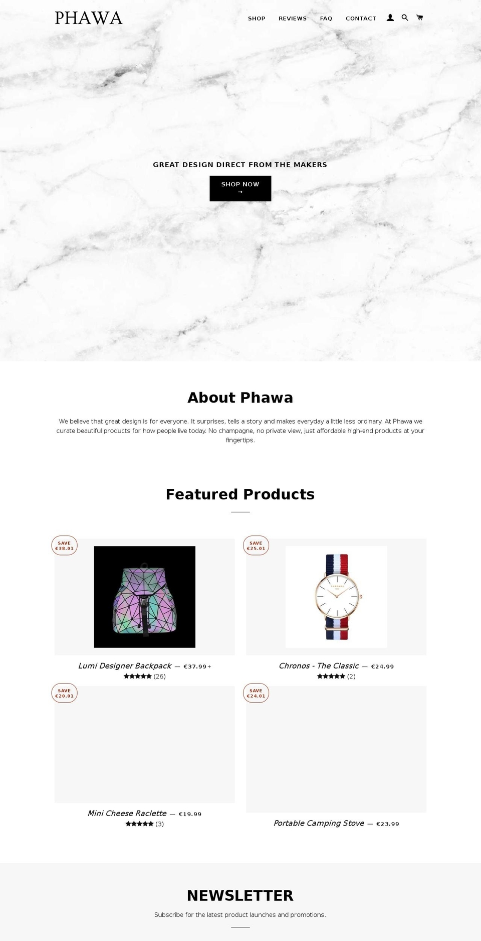 phawa.com — Shopify storefront screenshot