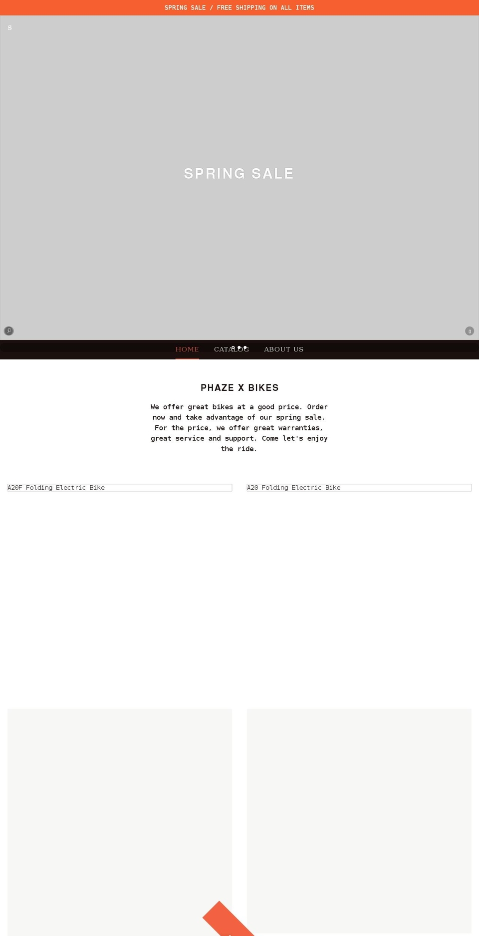 phazexbikes.com shopify website screenshot