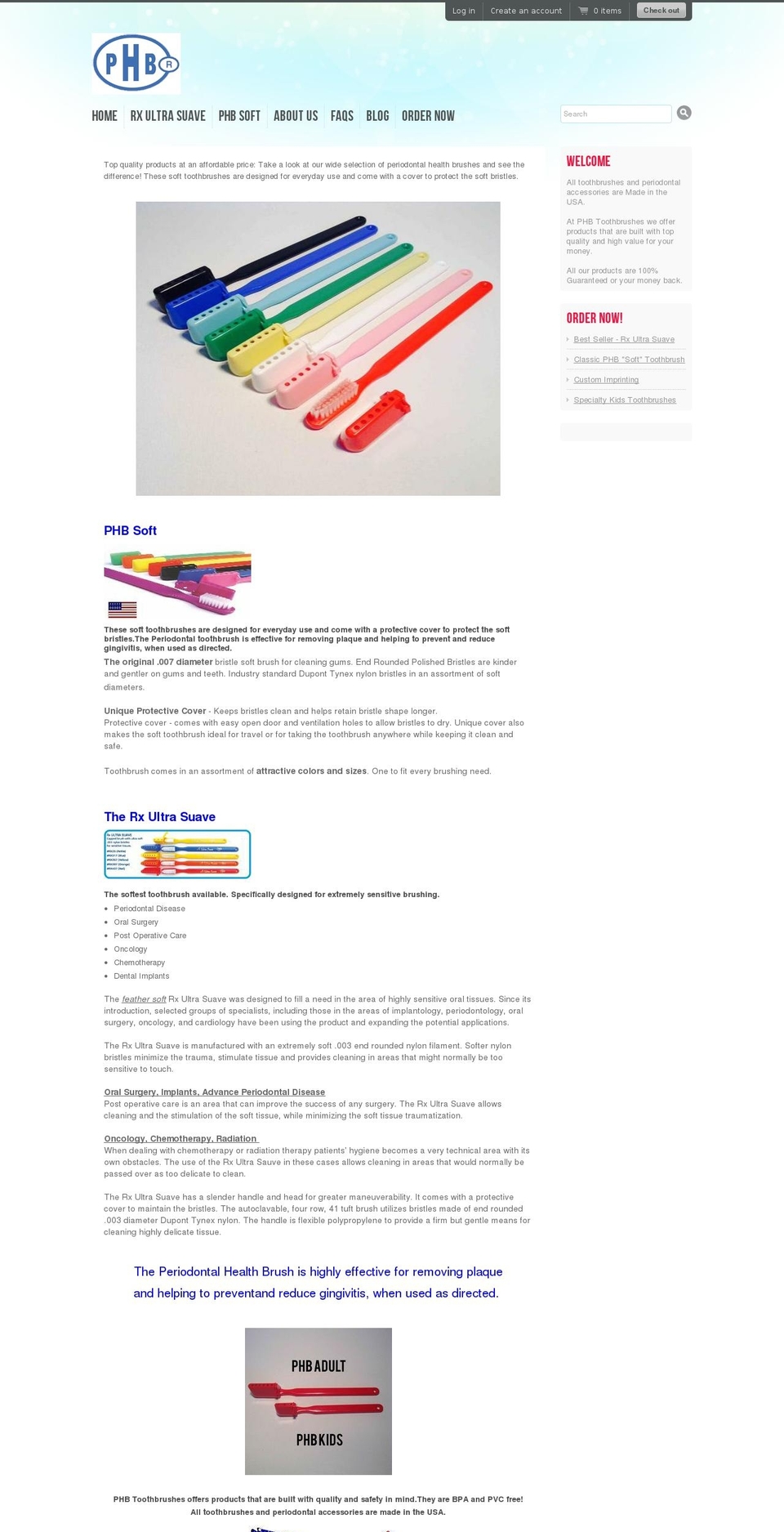 phbtoothbrushes.com shopify website screenshot