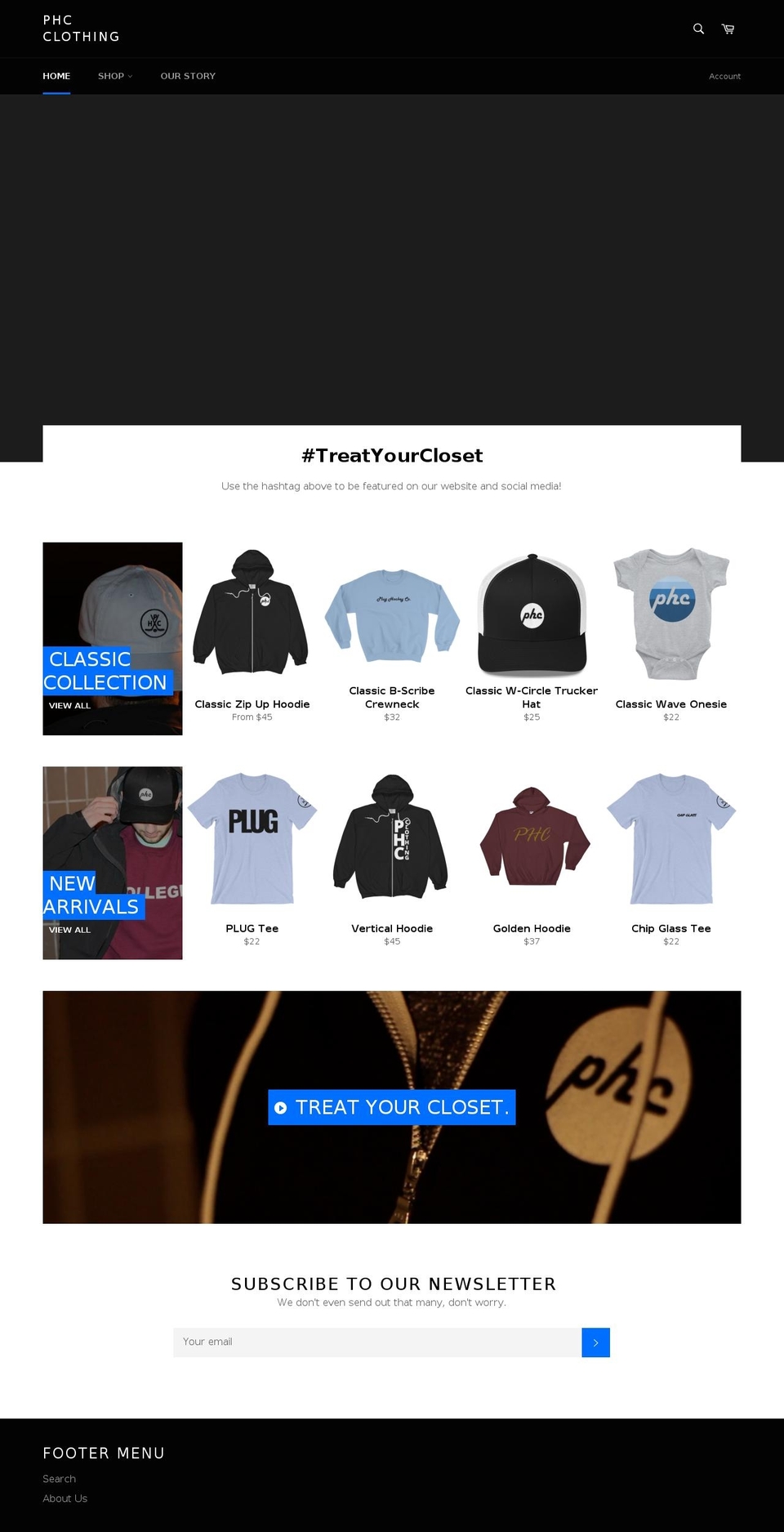 phcclothing.com — Shopify storefront screenshot