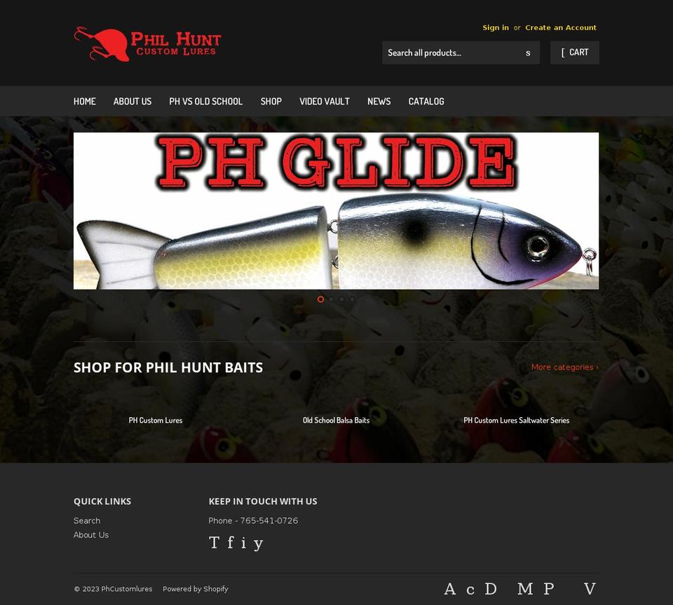 phcustomlures.myshopify.com shopify website screenshot