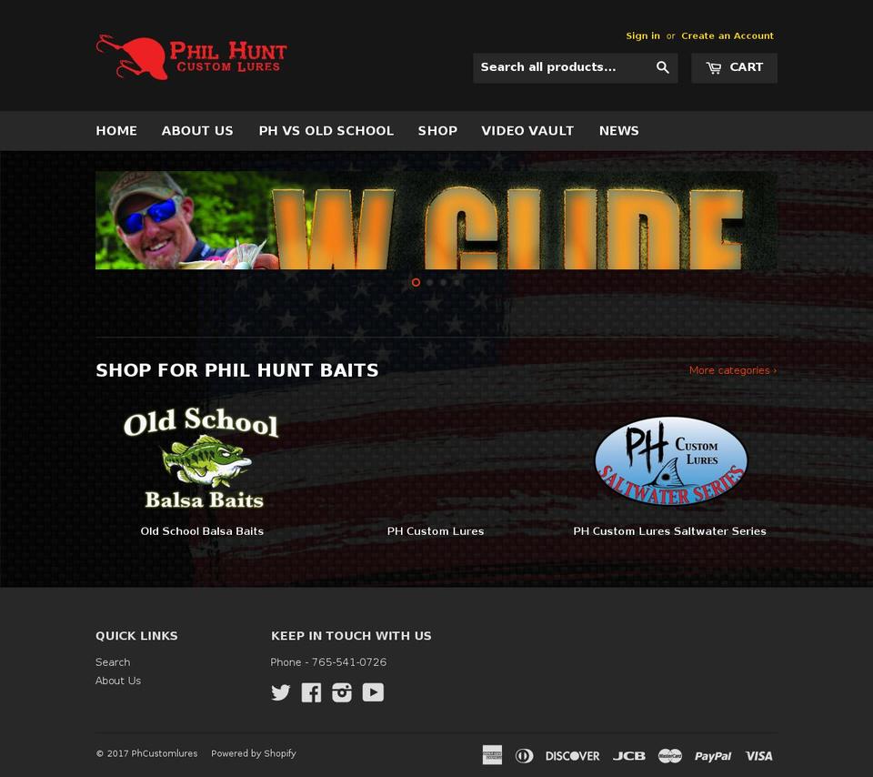 phcustomlures.net shopify website screenshot