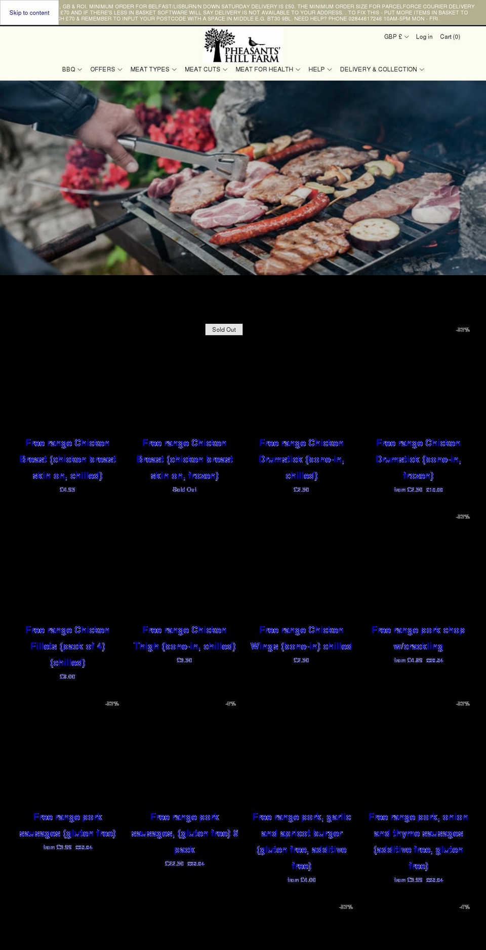 pheasantshillfarm.com shopify website screenshot