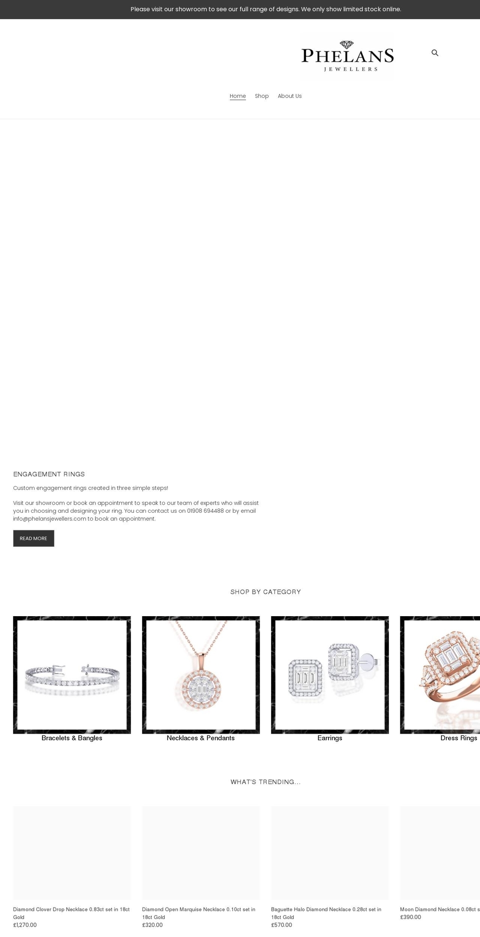 phelansjewellers.com shopify website screenshot