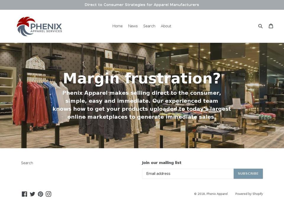 phenixapparel.com — Shopify storefront screenshot