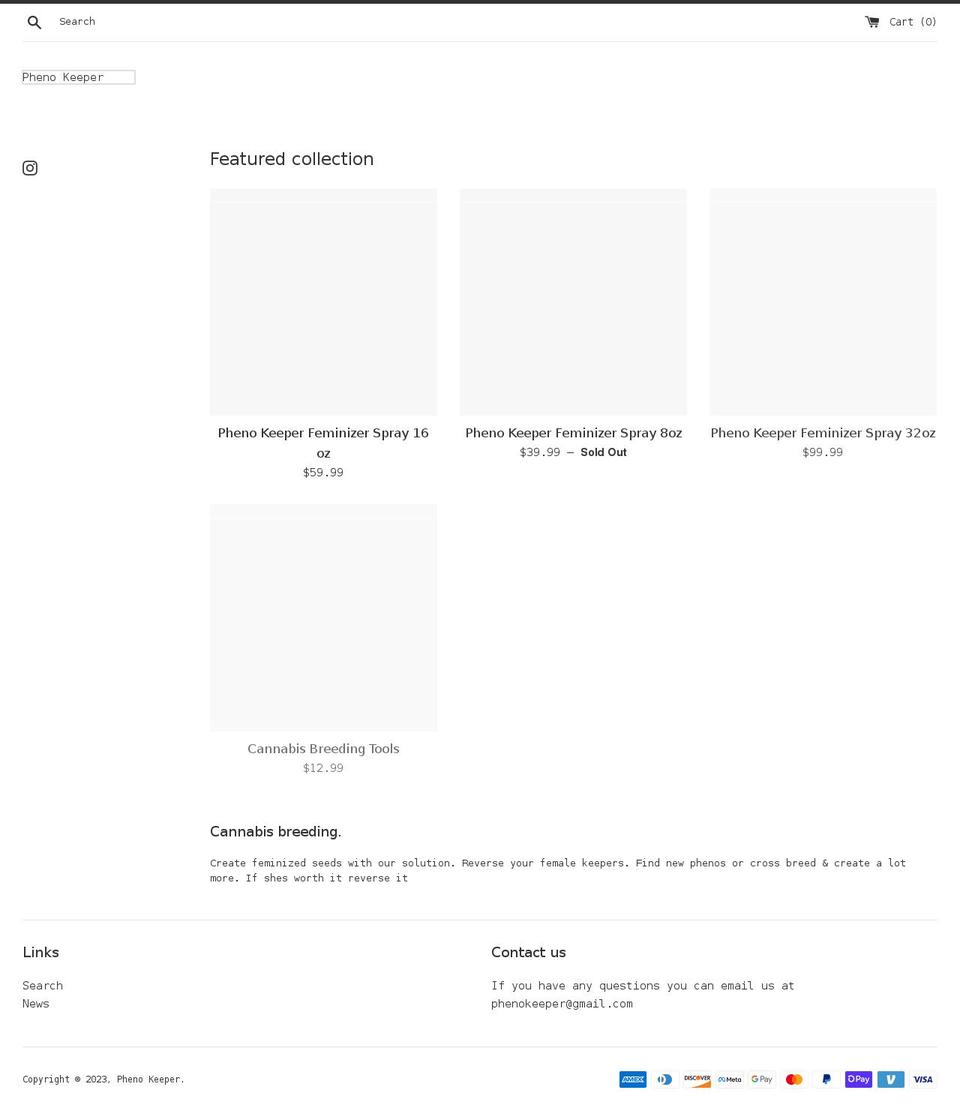 phenokeeper.com shopify website screenshot