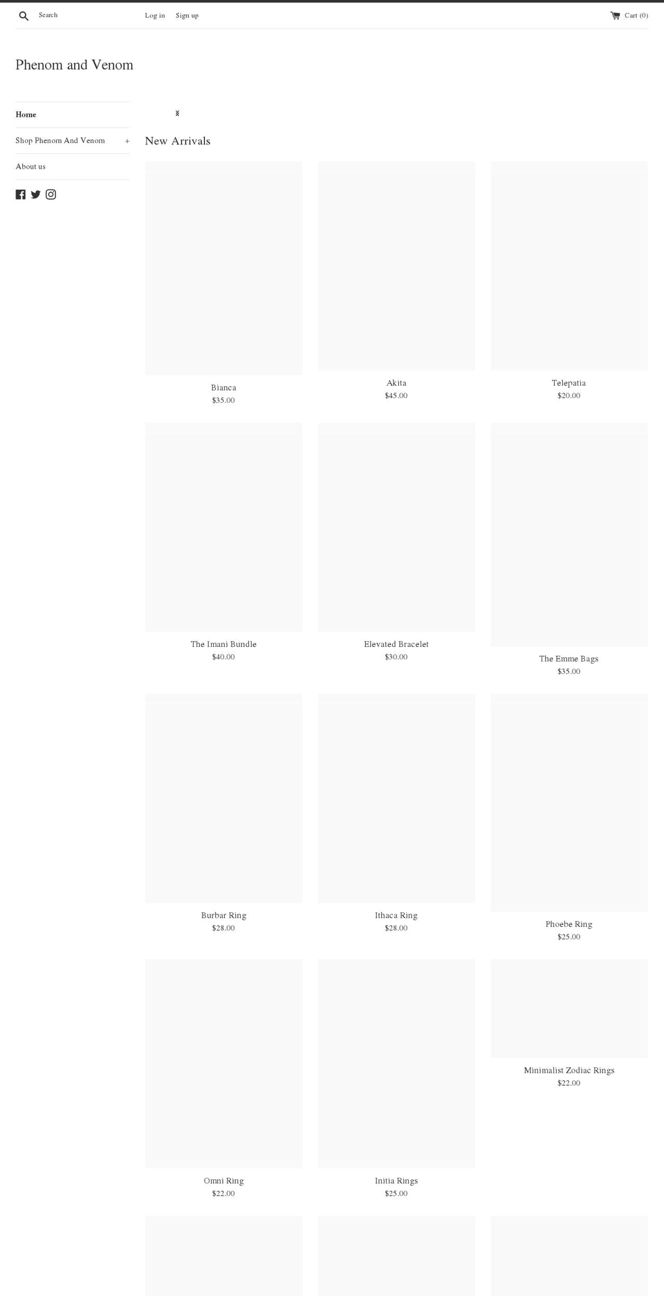 phenomandvenom.com shopify website screenshot