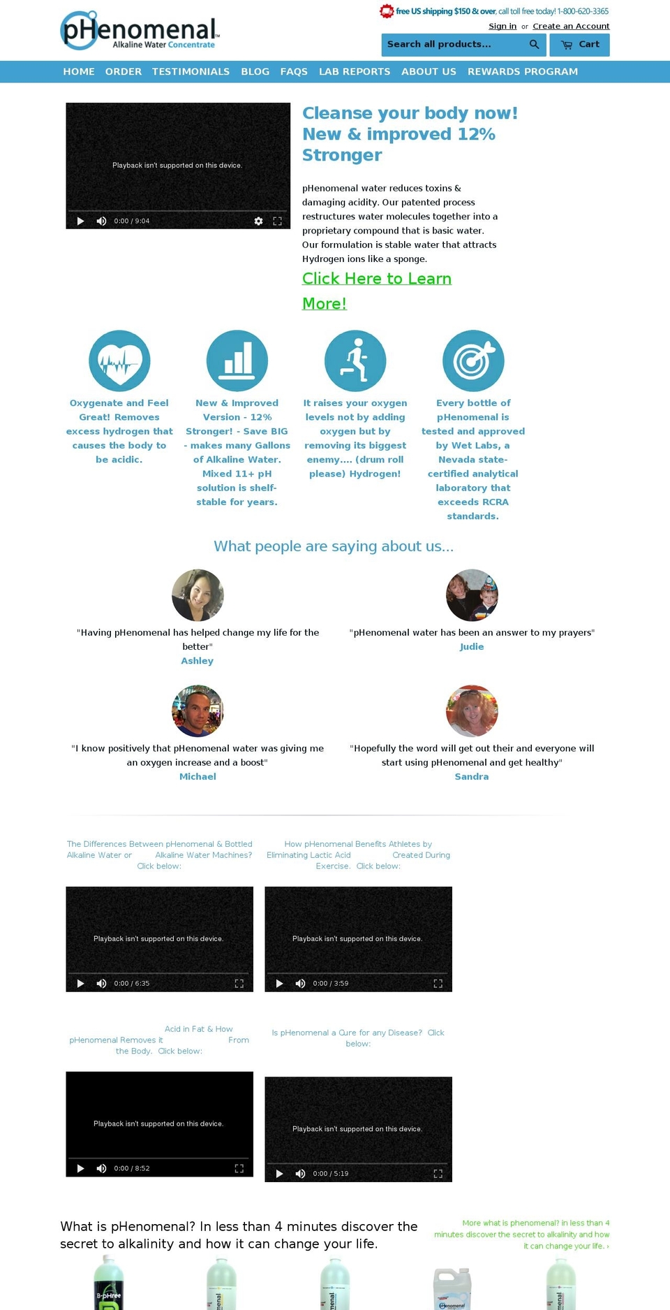 phenomenalwater.com shopify website screenshot