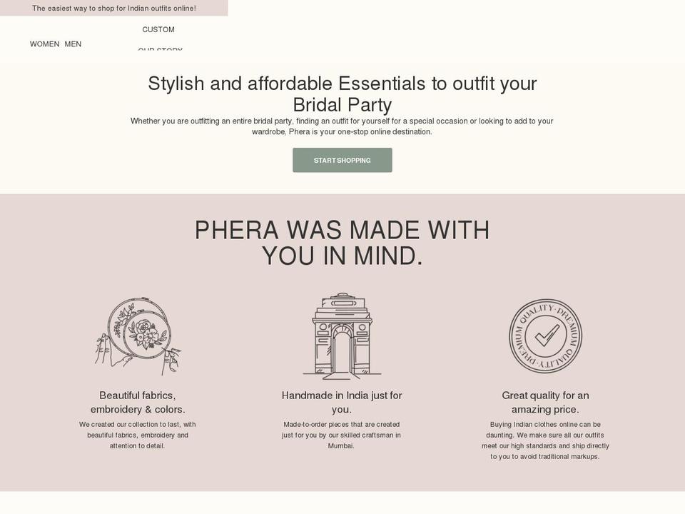 phera.co shopify website screenshot