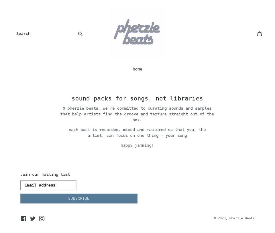 pherziebeats.com shopify website screenshot