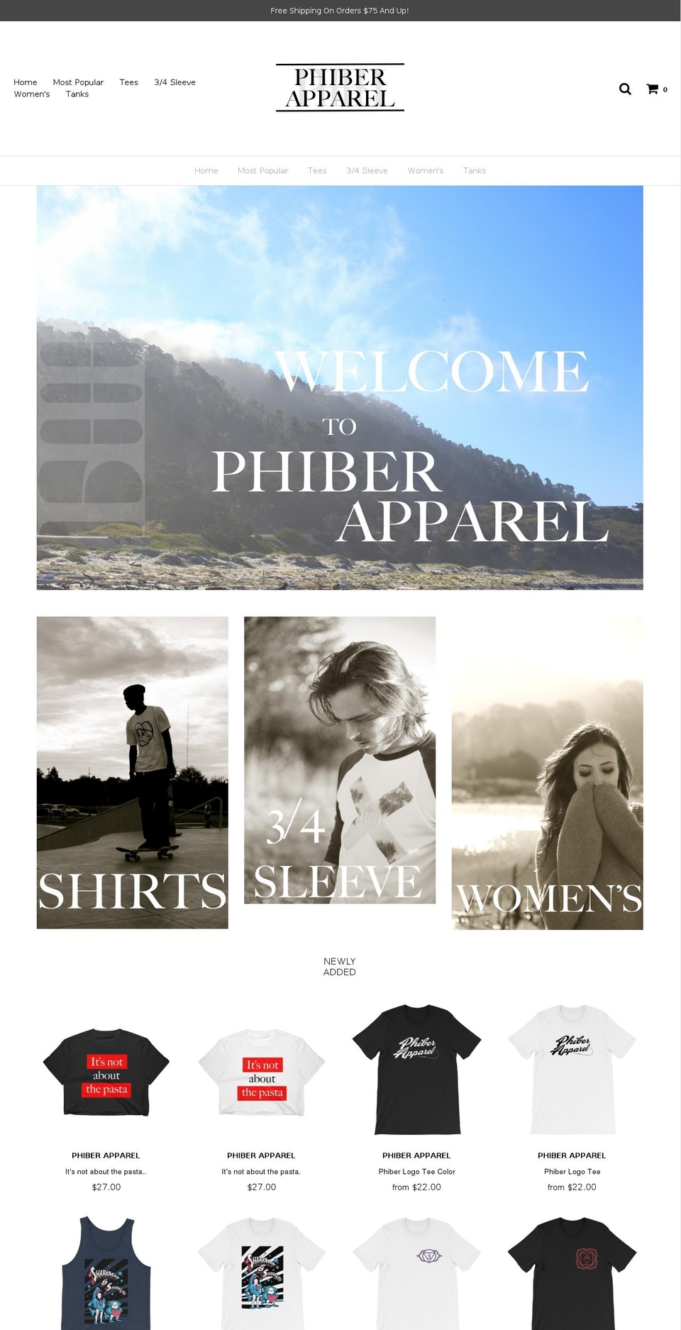 phiberapparel.com — Shopify storefront screenshot