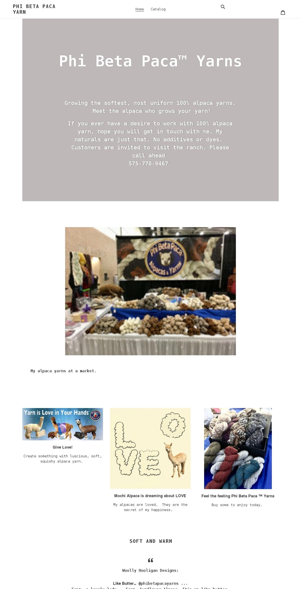 phibetapacayarns.com shopify website screenshot