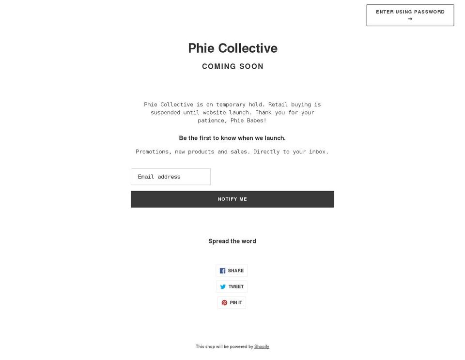 phiecollective.com shopify website screenshot