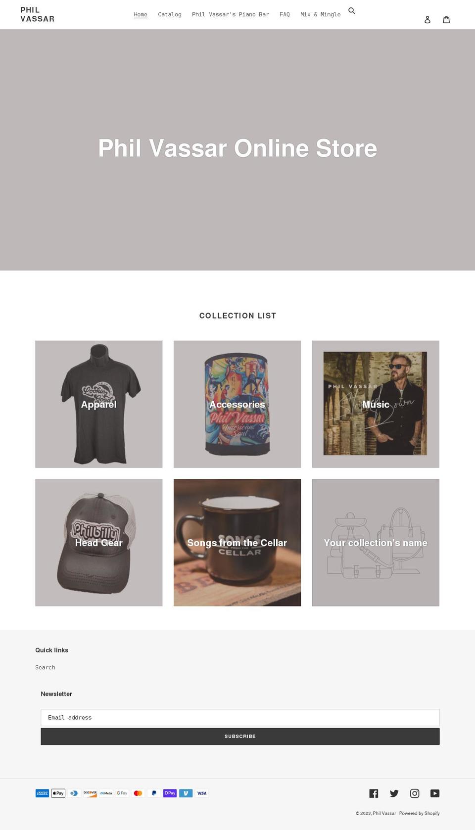 phil-vassar.myshopify.com shopify website screenshot