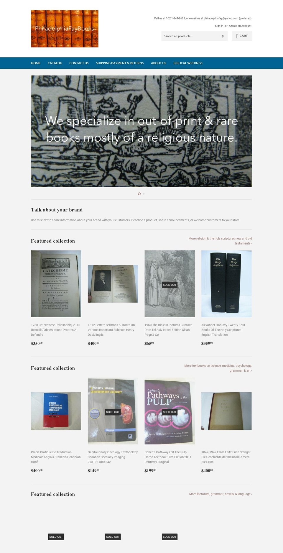 philadelphiafaybooks.com shopify website screenshot