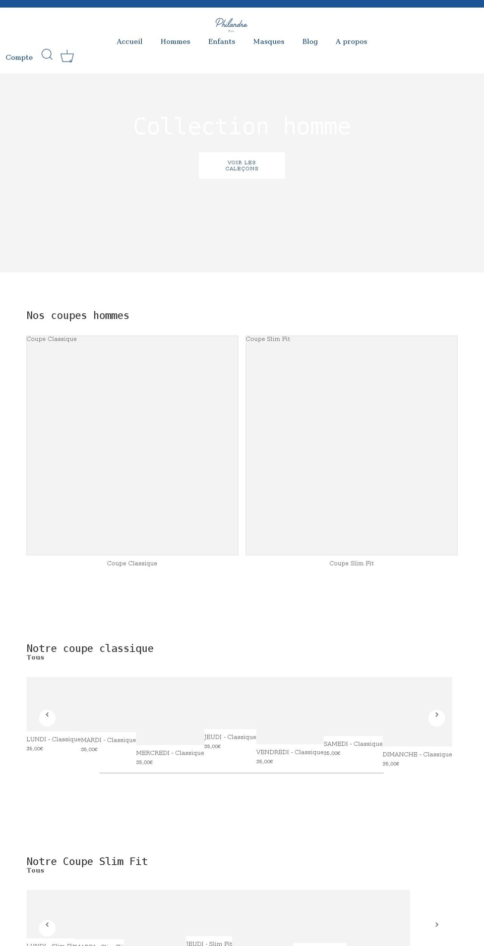 philandre.com shopify website screenshot