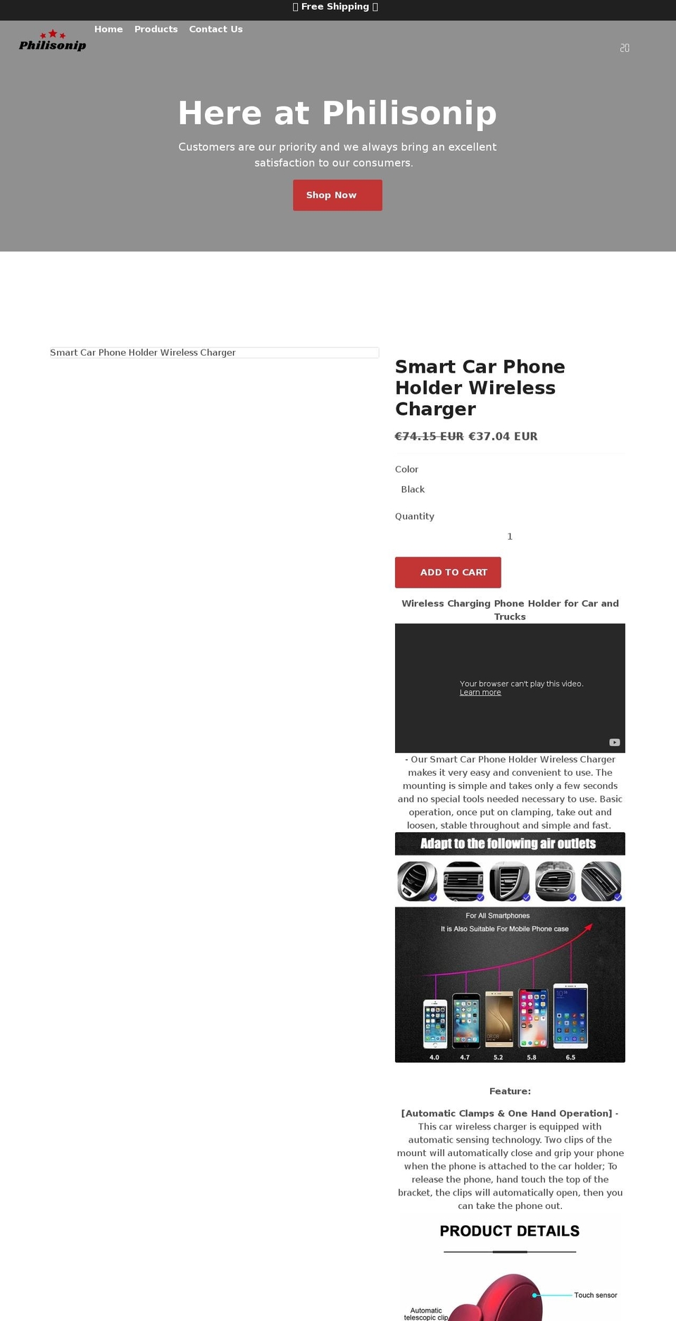 philisonip.com shopify website screenshot