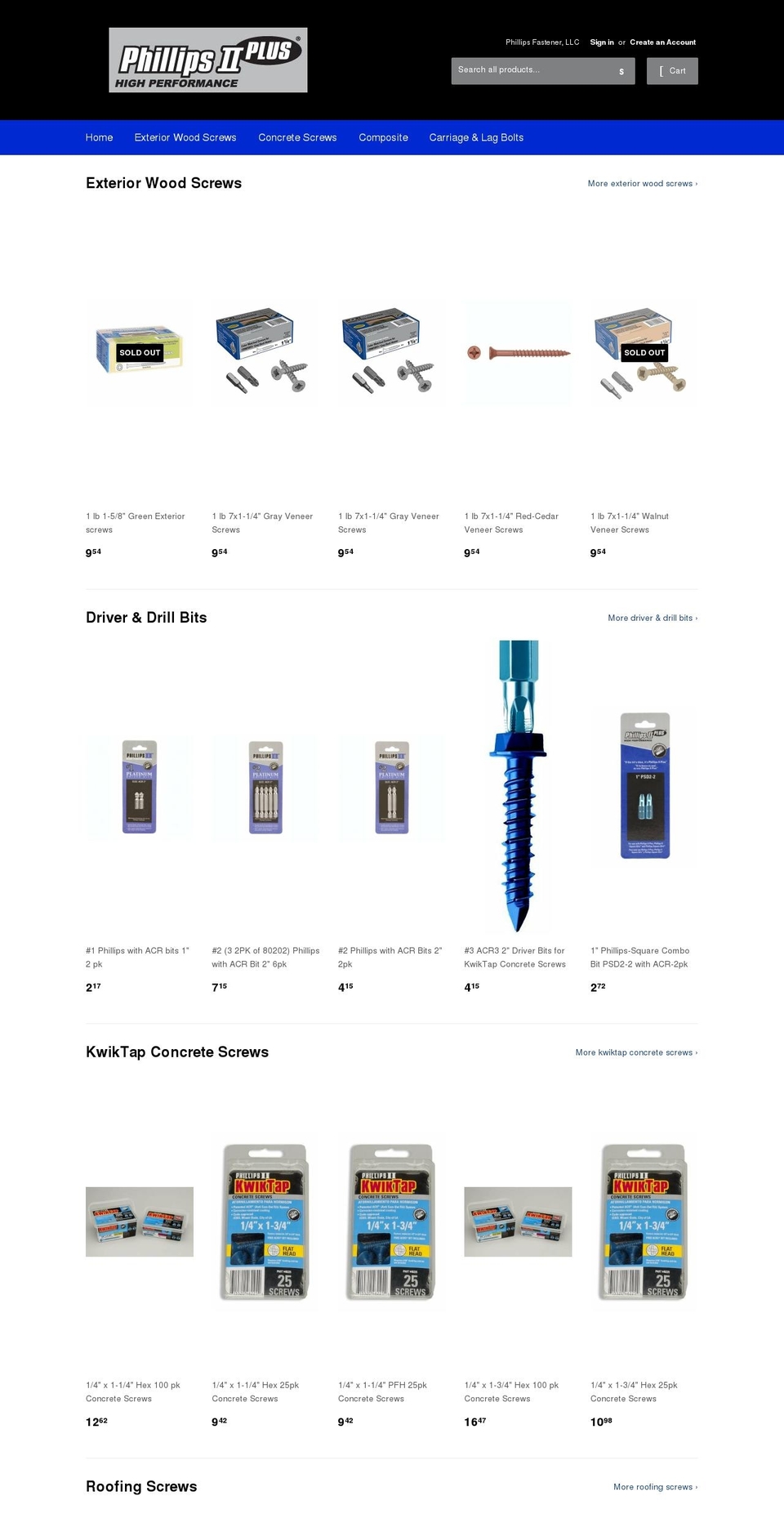phillips-fastener.myshopify.com shopify website screenshot