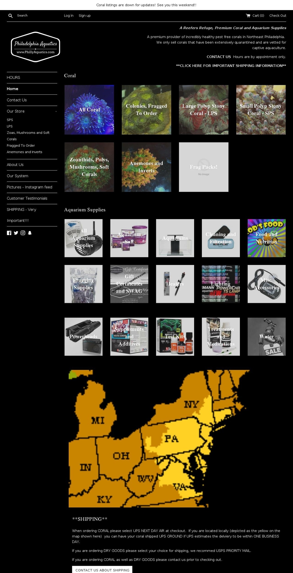 phillyaquatics.com — Shopify storefront screenshot