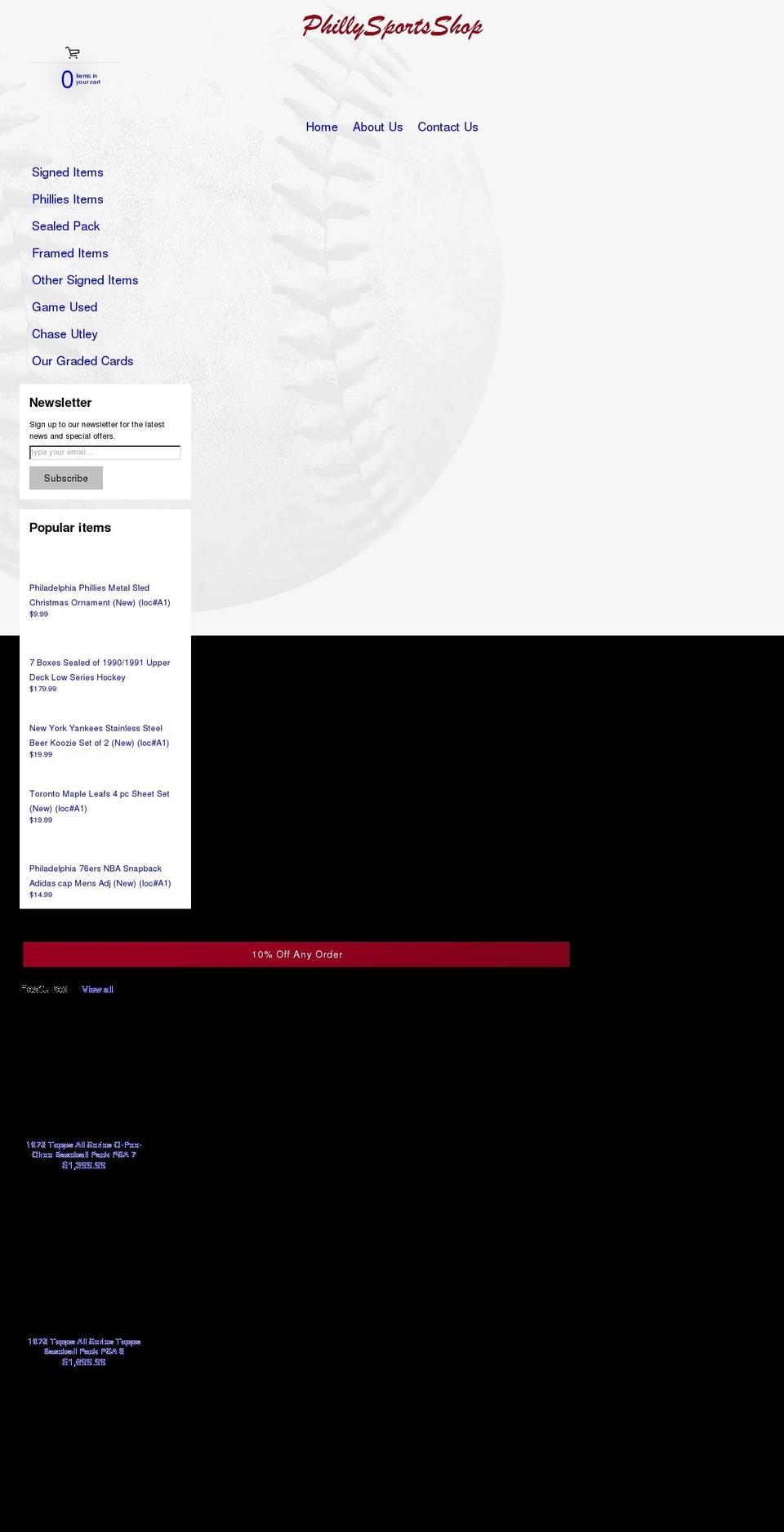 phillysportsshop.com shopify website screenshot