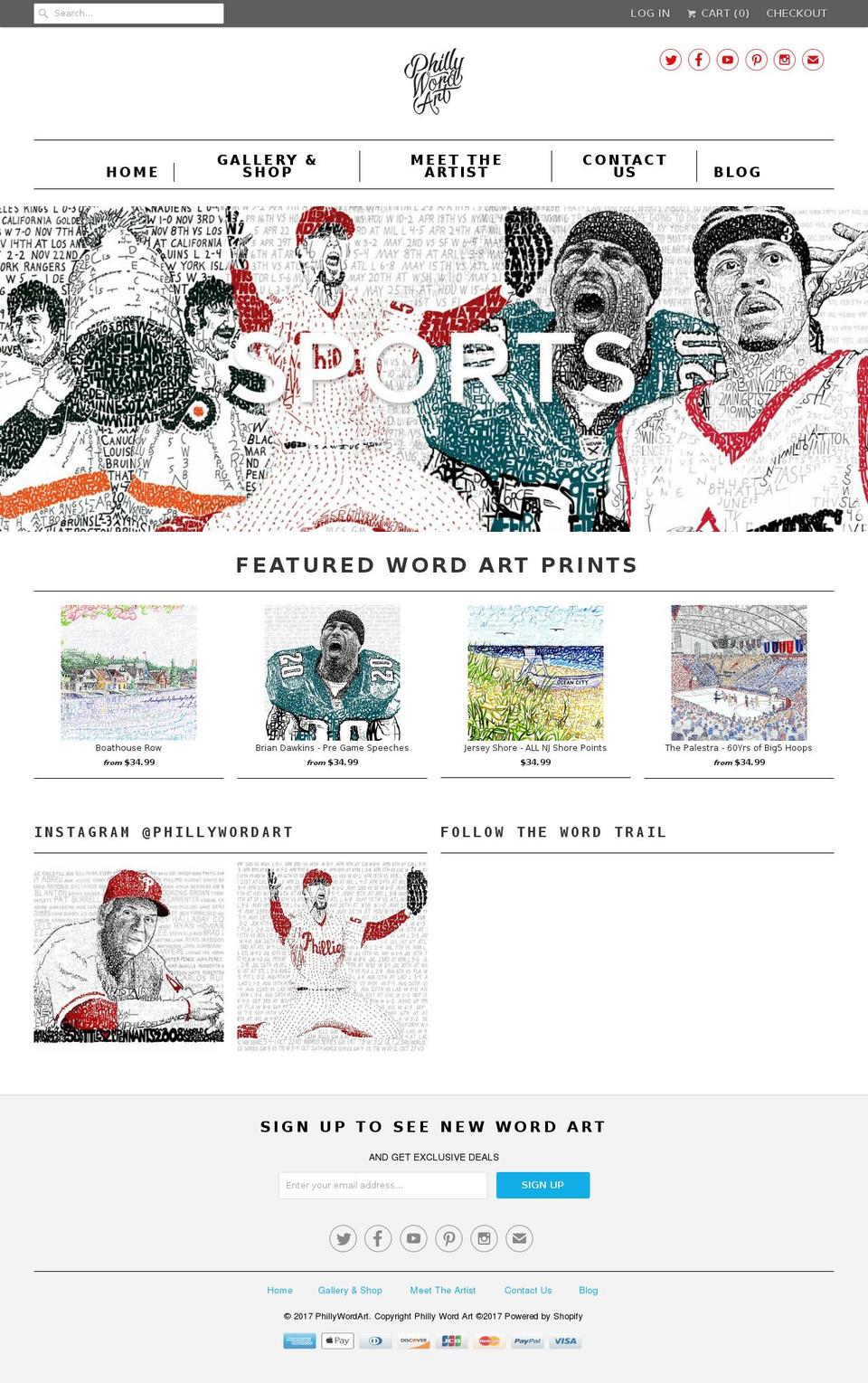 phillywordart.com shopify website screenshot