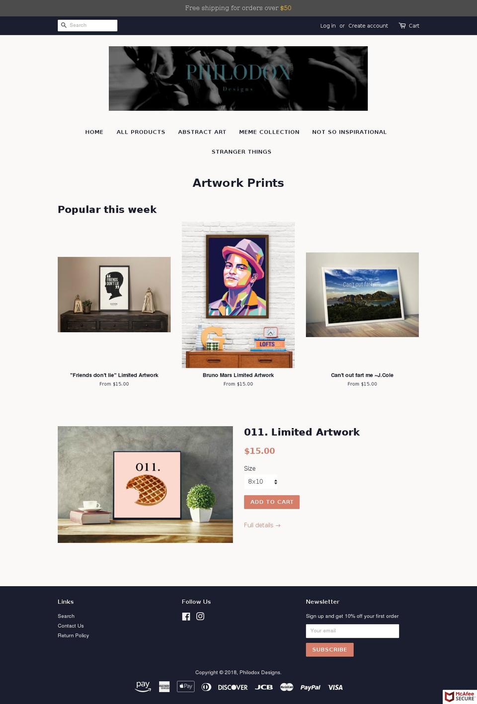 philodoxdesigns.com shopify website screenshot