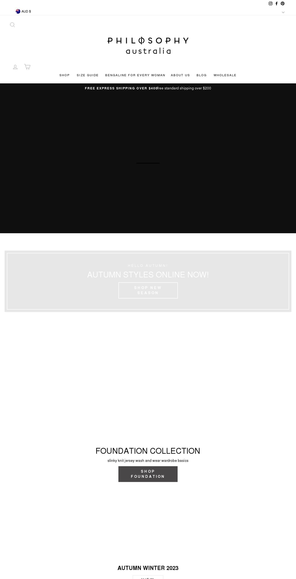 philosophyaustraliashop.com.au shopify website screenshot