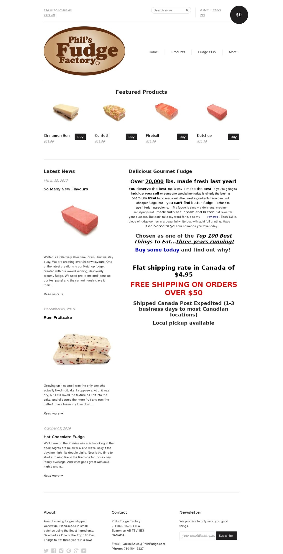 philsfudgefactory.com shopify website screenshot