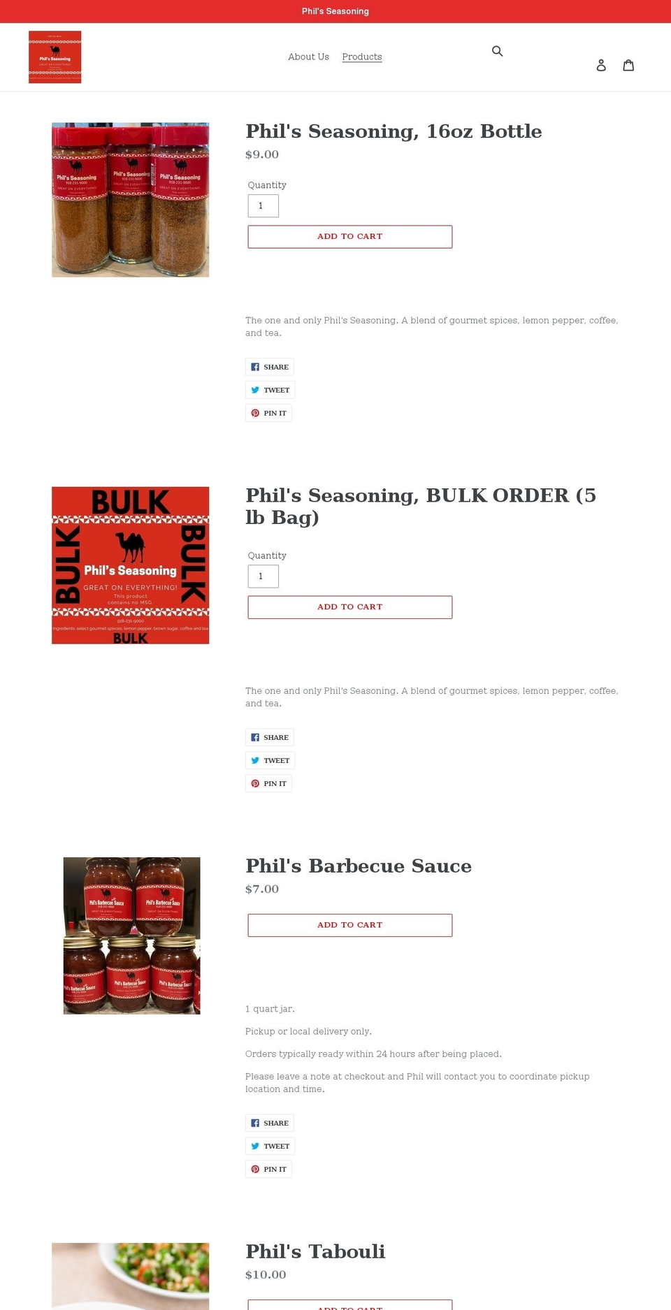 philsseasoning.shop shopify website screenshot