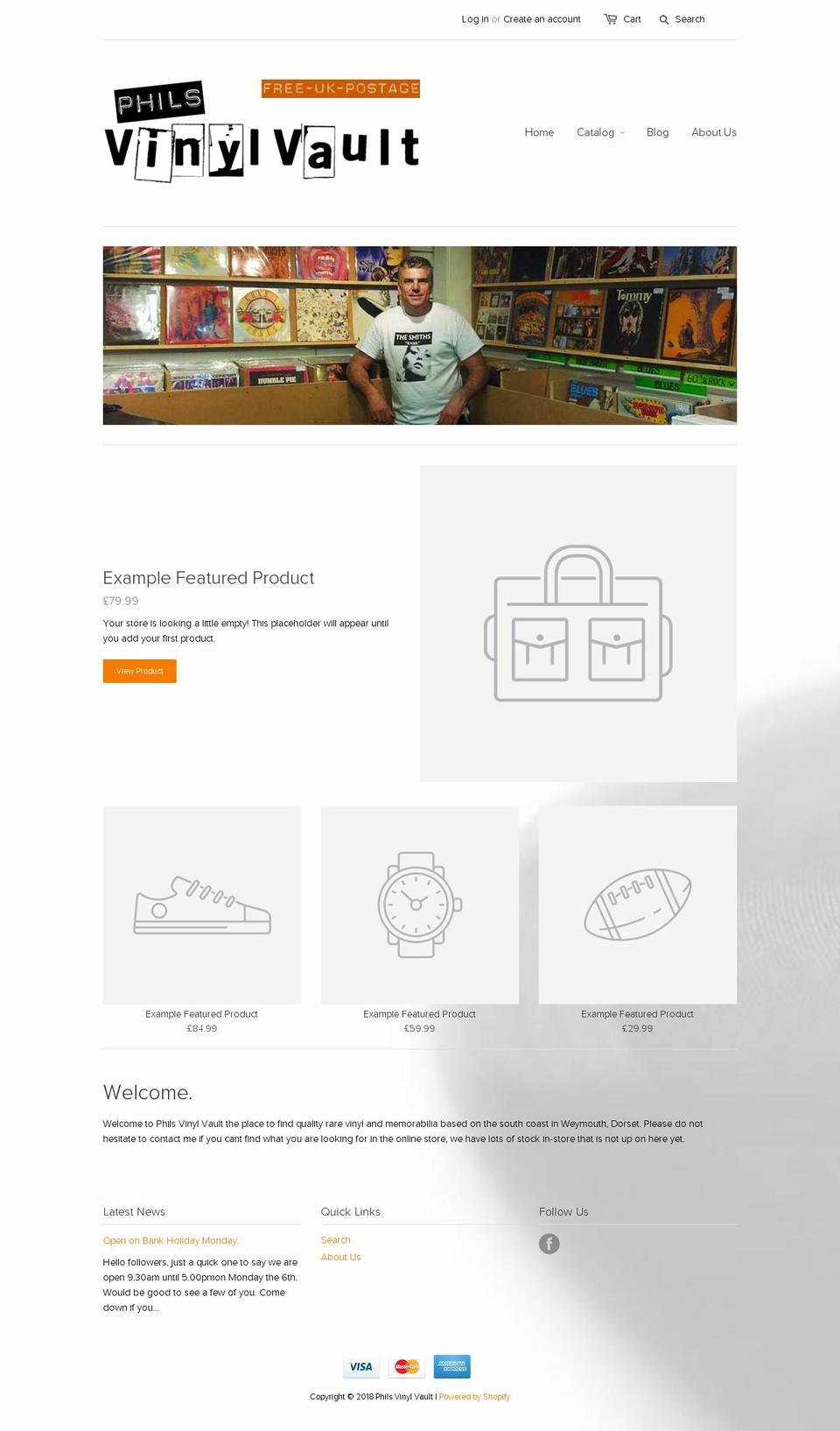 philsvinylvault.co.uk shopify website screenshot