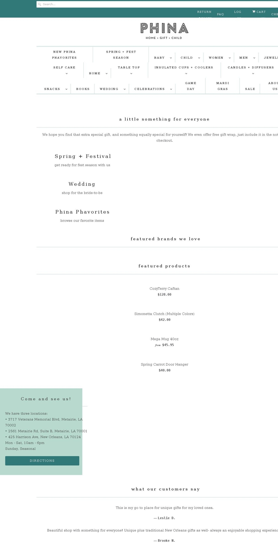 phinashop.com shopify website screenshot