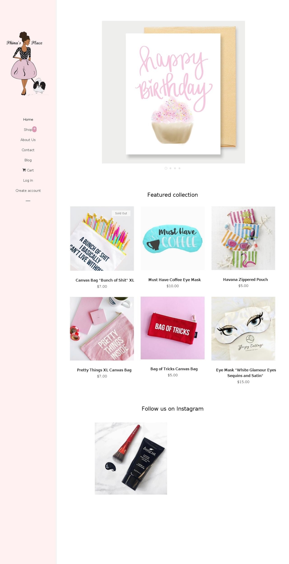 phinasplace.com — Shopify storefront screenshot