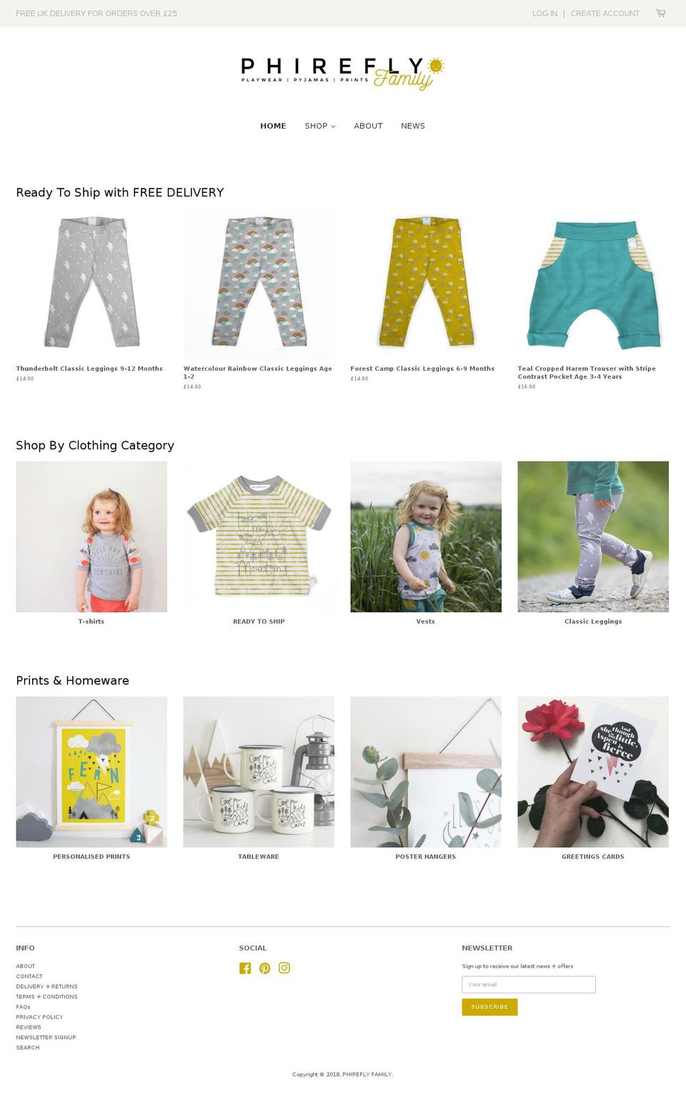 phireflyfamily.com — Shopify storefront screenshot