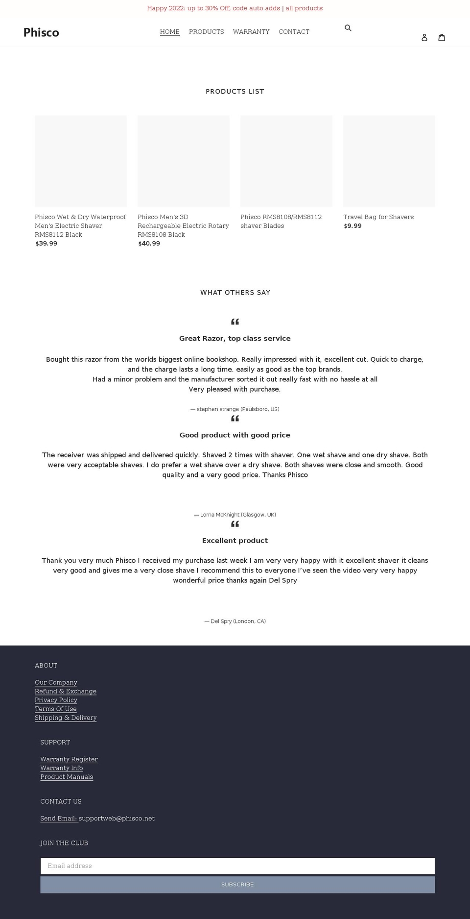 phisco.net shopify website screenshot