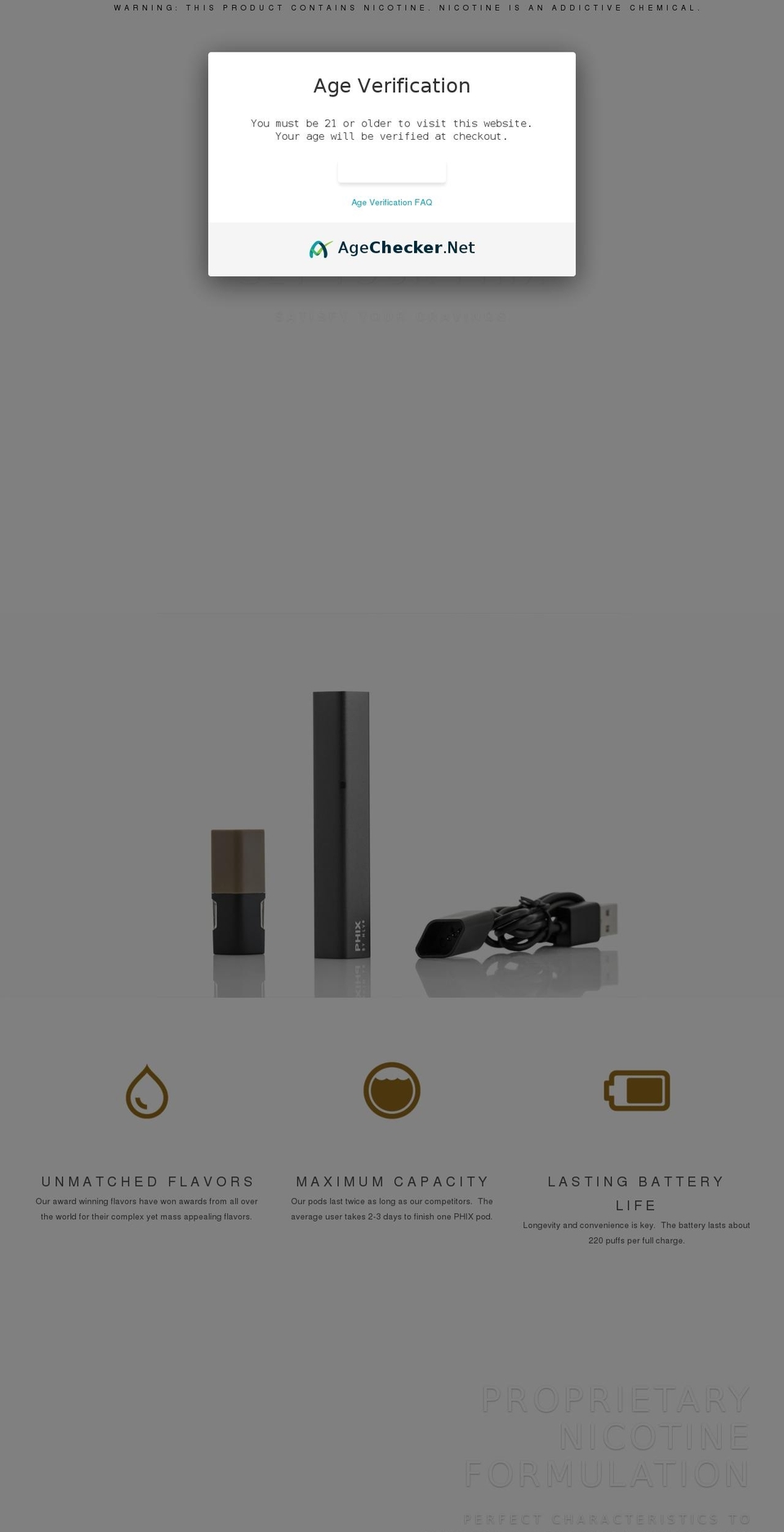 phixvapor.com shopify website screenshot