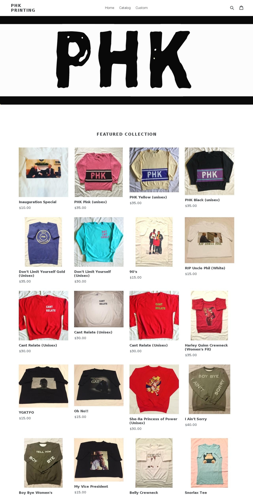phkprinting.com shopify website screenshot