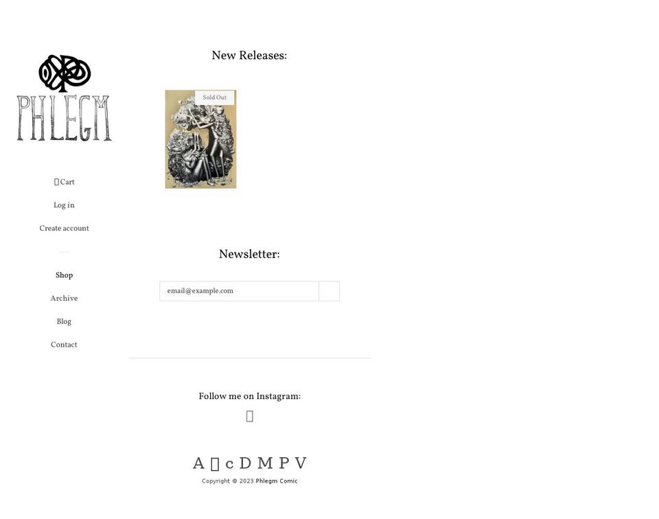 phlegmcomic.myshopify.com shopify website screenshot