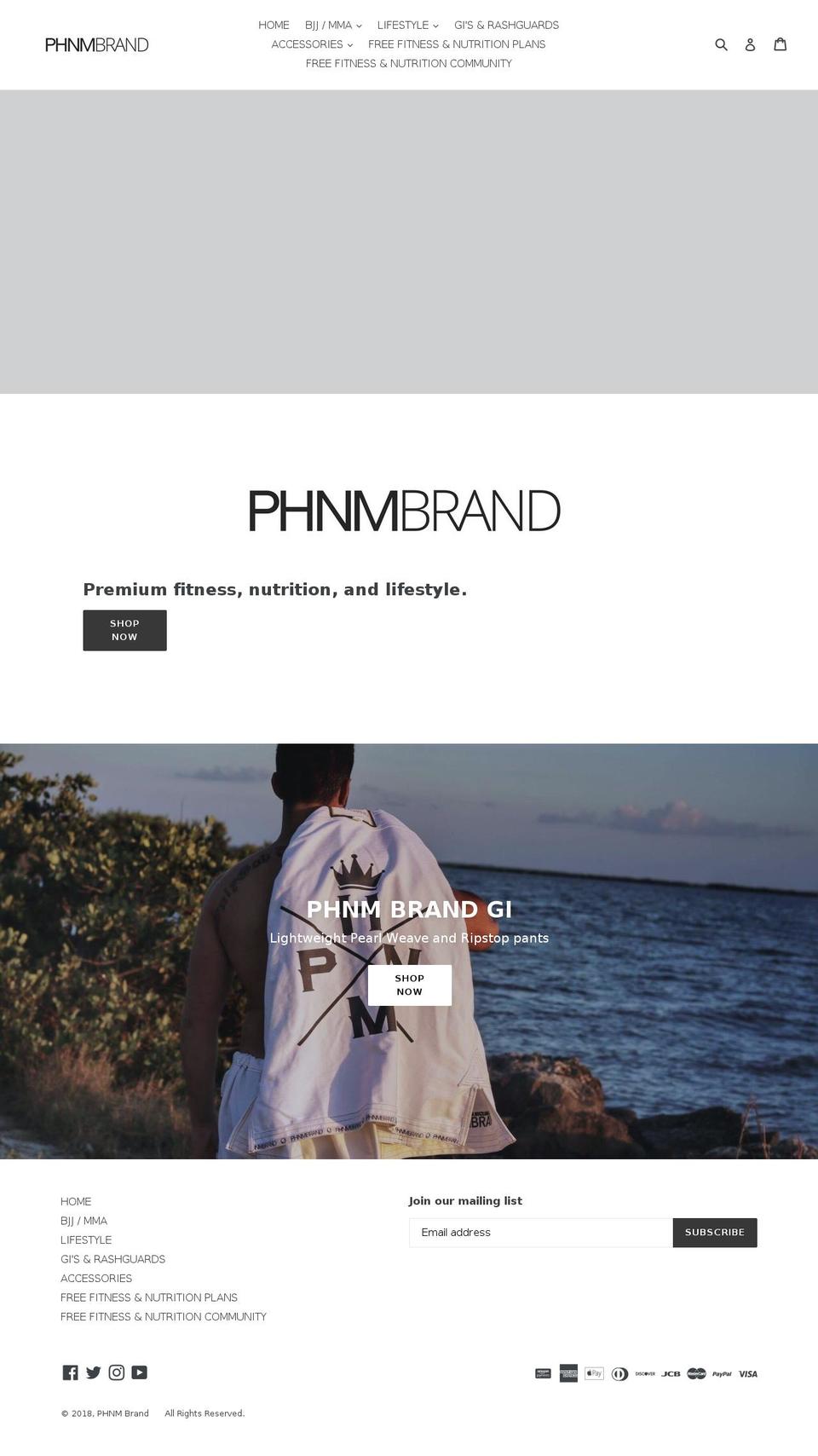 phnmbrand.com shopify website screenshot